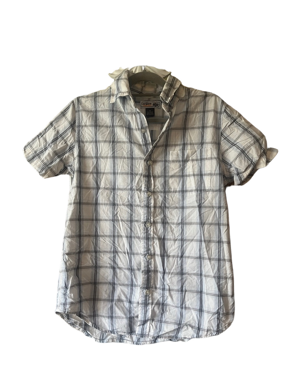 urban pipeline White & Blue Plaid Short-Sleeve Button-Down Shirt